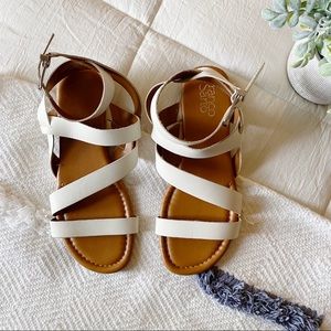 Franco Sarto White Leather Ankle Strap Sandals